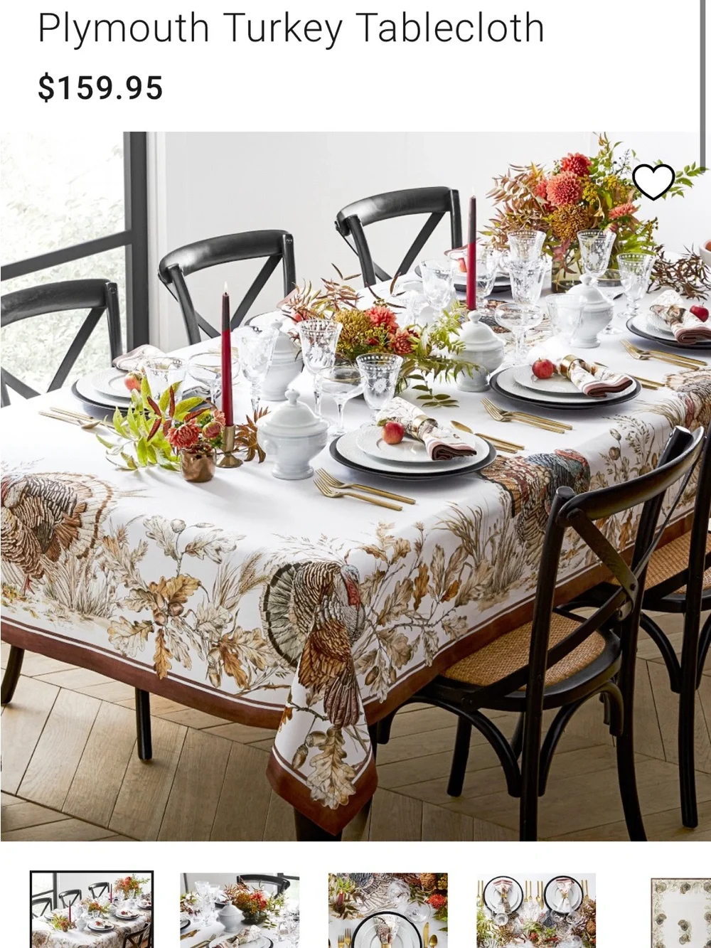 WILLIAMS SONOMA Plymouth Turkey Tablecloth